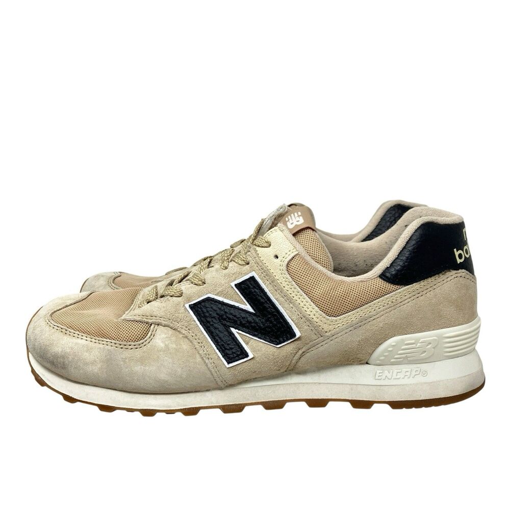 New Balance Sneakers Mens 12 Beige Suede 574‎ Mesh Gym Casual Streetwear U574RAC - Picture 5 of 11